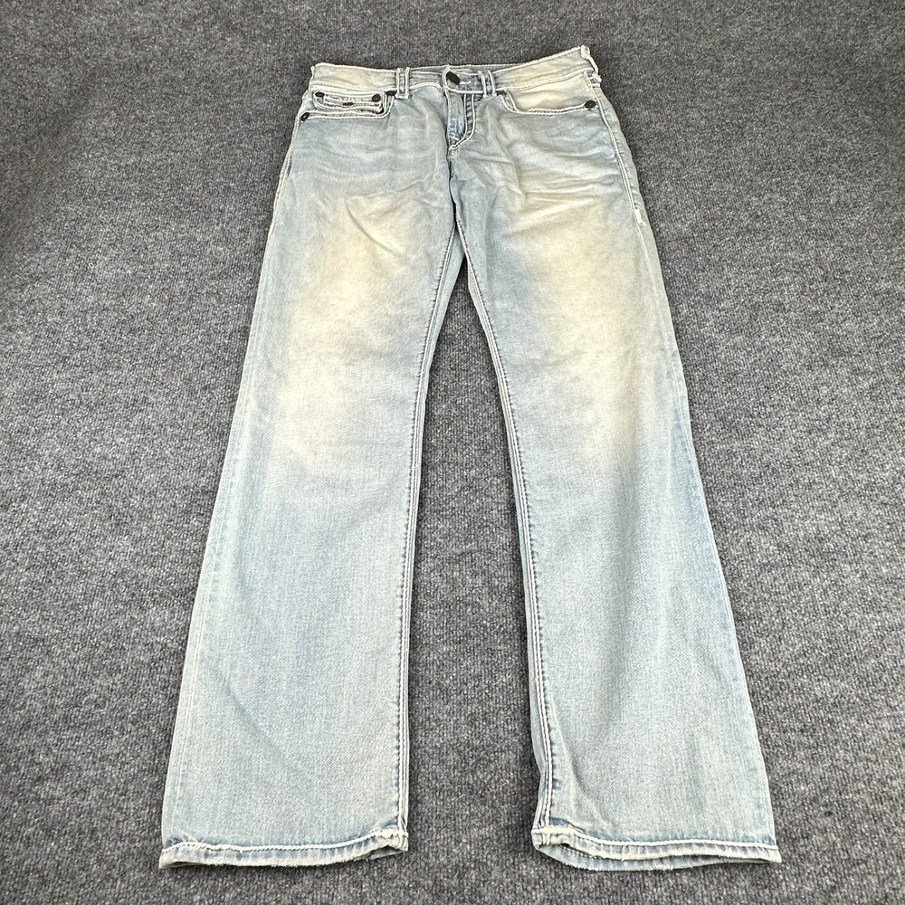True Religion Ricky Relaxed Straight Big T Stitch Blue Light Wash Jeans Size 32